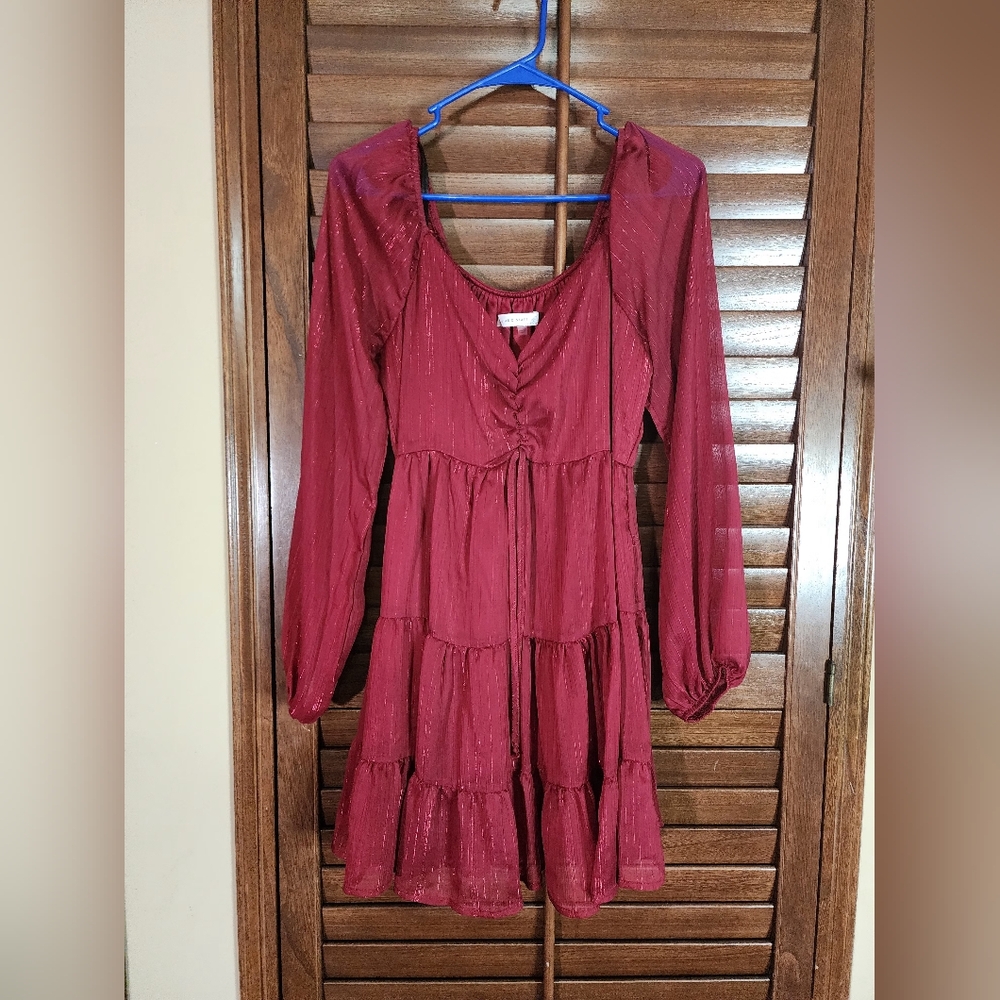 Altar'd State Burgundy Long Sleeve Dress